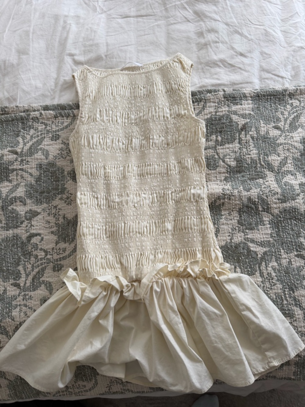 Peppermayo Cream Sleeveless Smocked Top with Ruffle Hem Mini Skirt - Picture 4 of 6